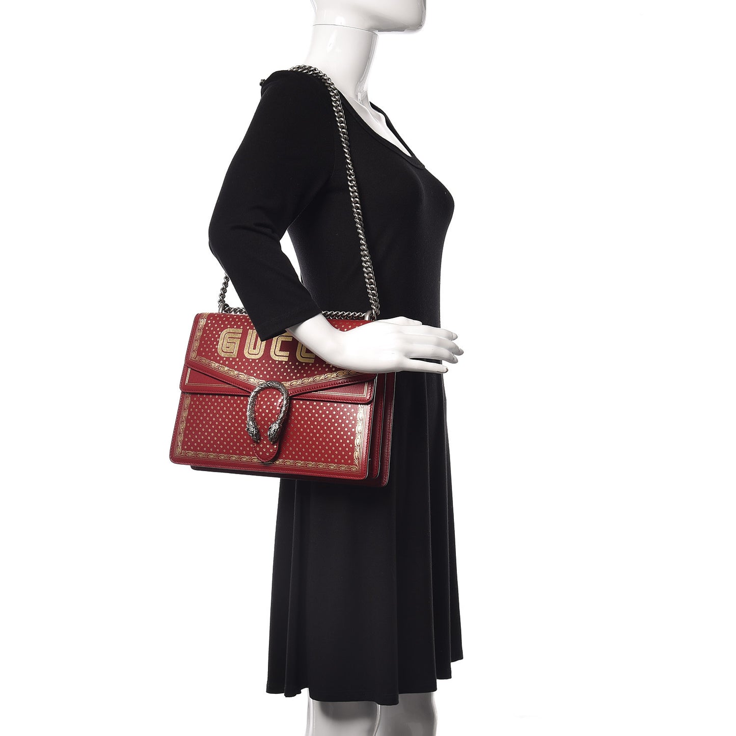 X SEGA Calfskin GUCCY Stars Medium Dionysus Shoulder Bag Red