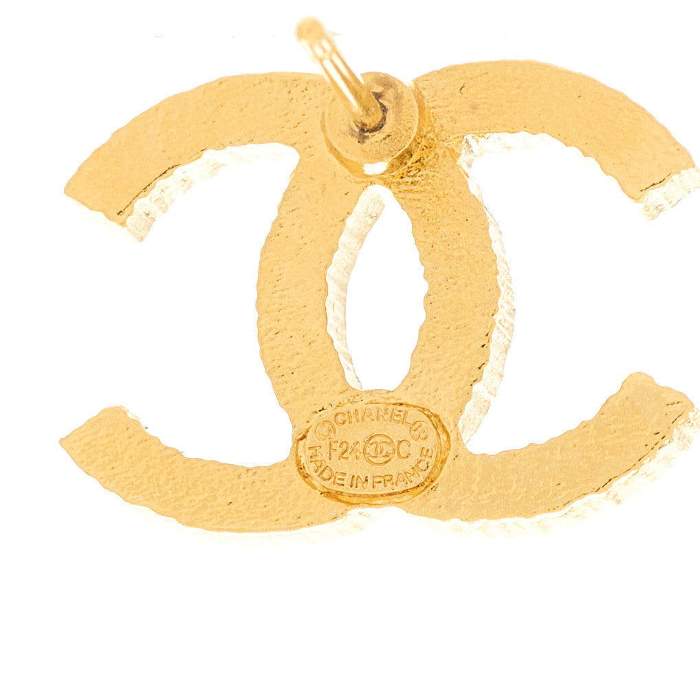 Metal Textured CC Earrings Gold