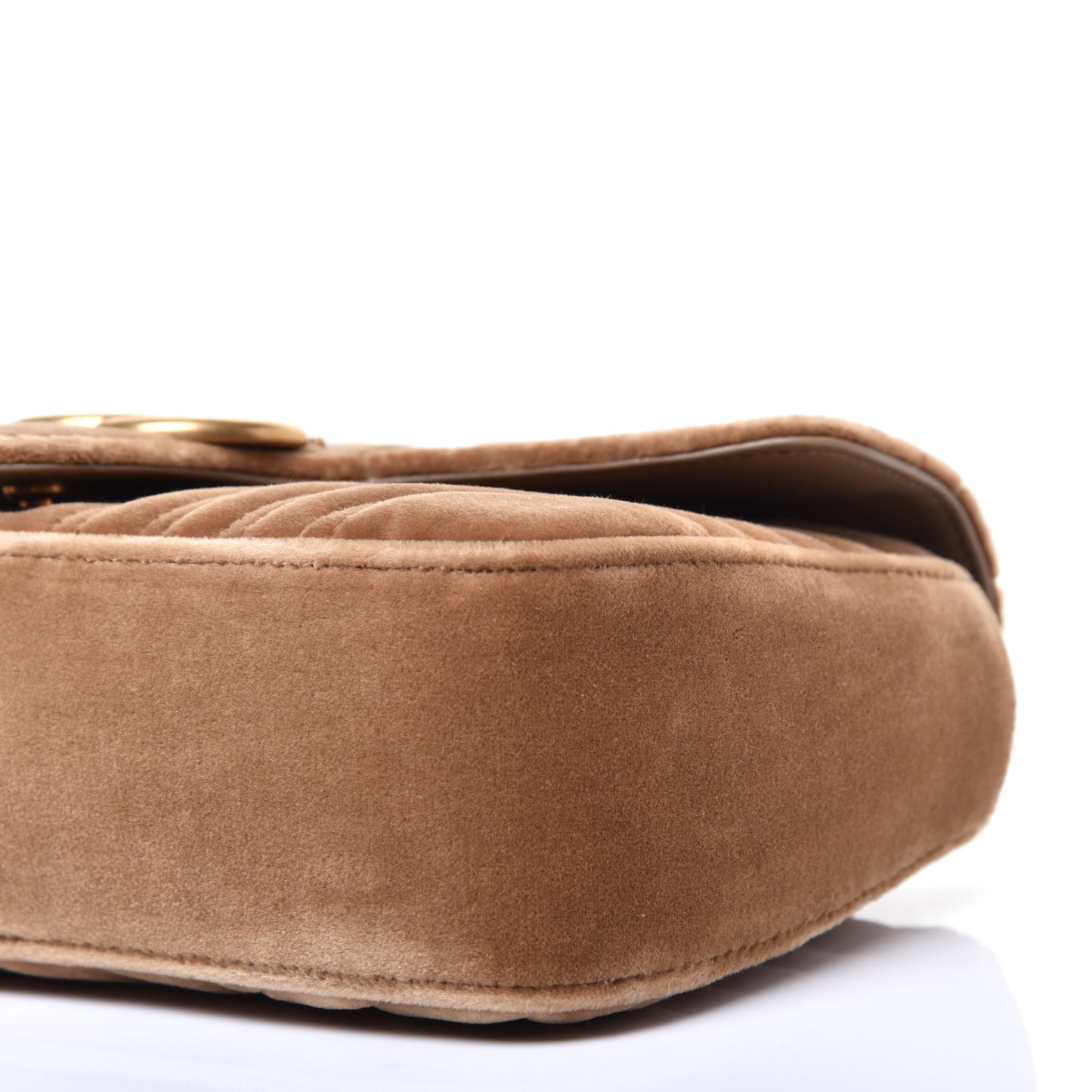 Velvet Matelasse Small GG Marmont Shoulder Bag Taupe