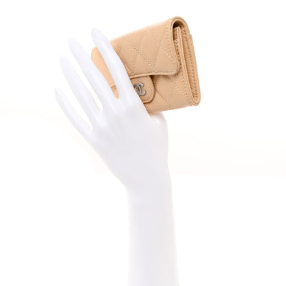 Chanel Caviar Quilted Flap Card Holder Wallet Beige 2 of 8