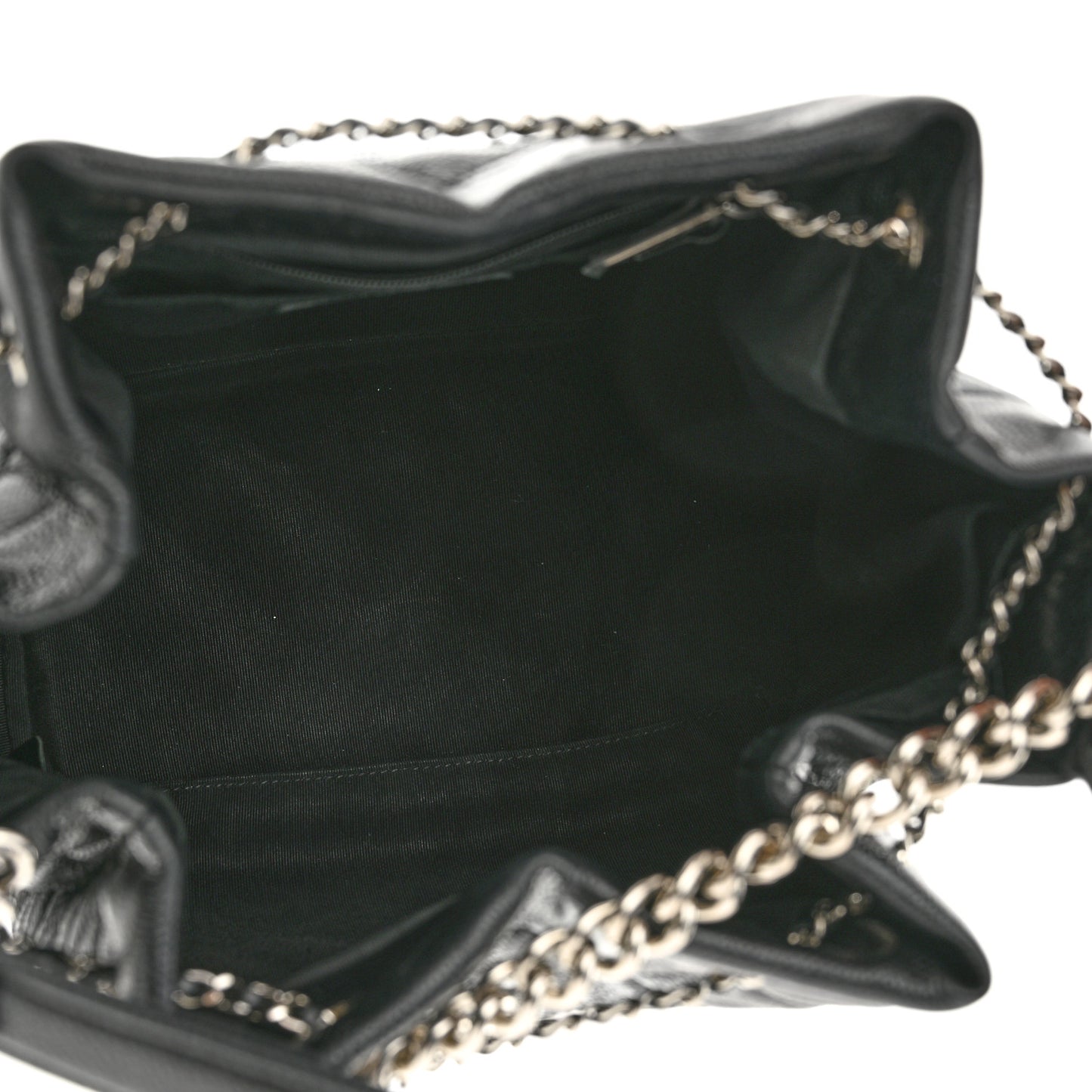 Caviar Quilted Small Chain Bucket Bag Black