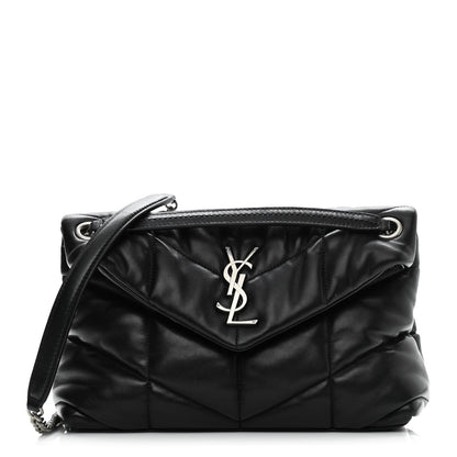 Saint Laurent Lambskin Quilted Small Loulou Puffer Monogram Chain Satchel Black 1 of 11