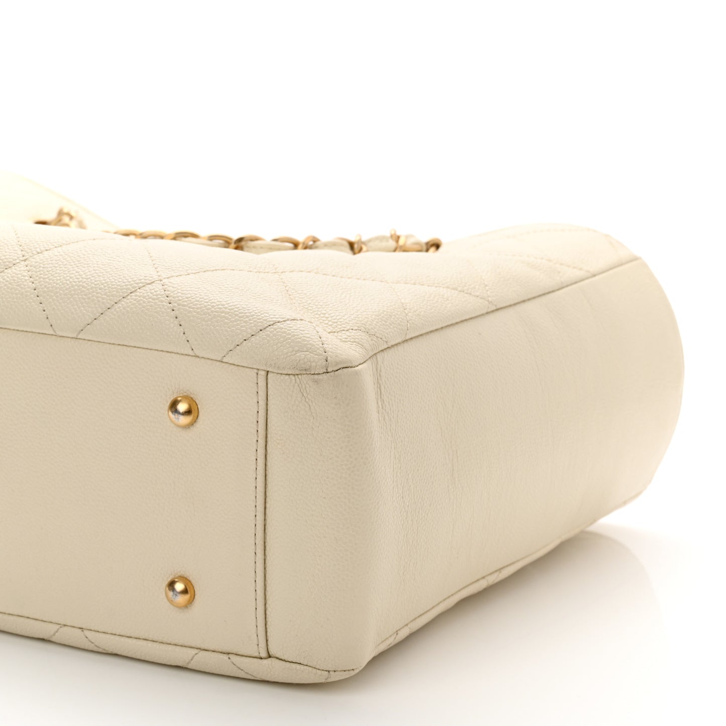 Caviar Quilted Small Shopping Tote White