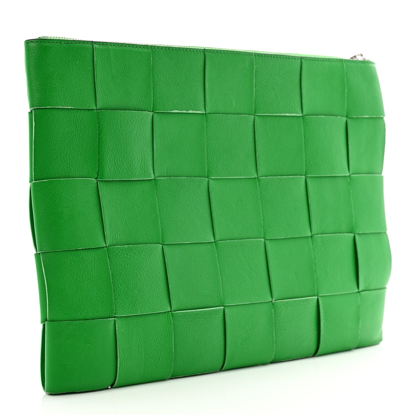 Nappa Maxi Intrecciato Medium Cassette Flat Zip Pouch Parakeet