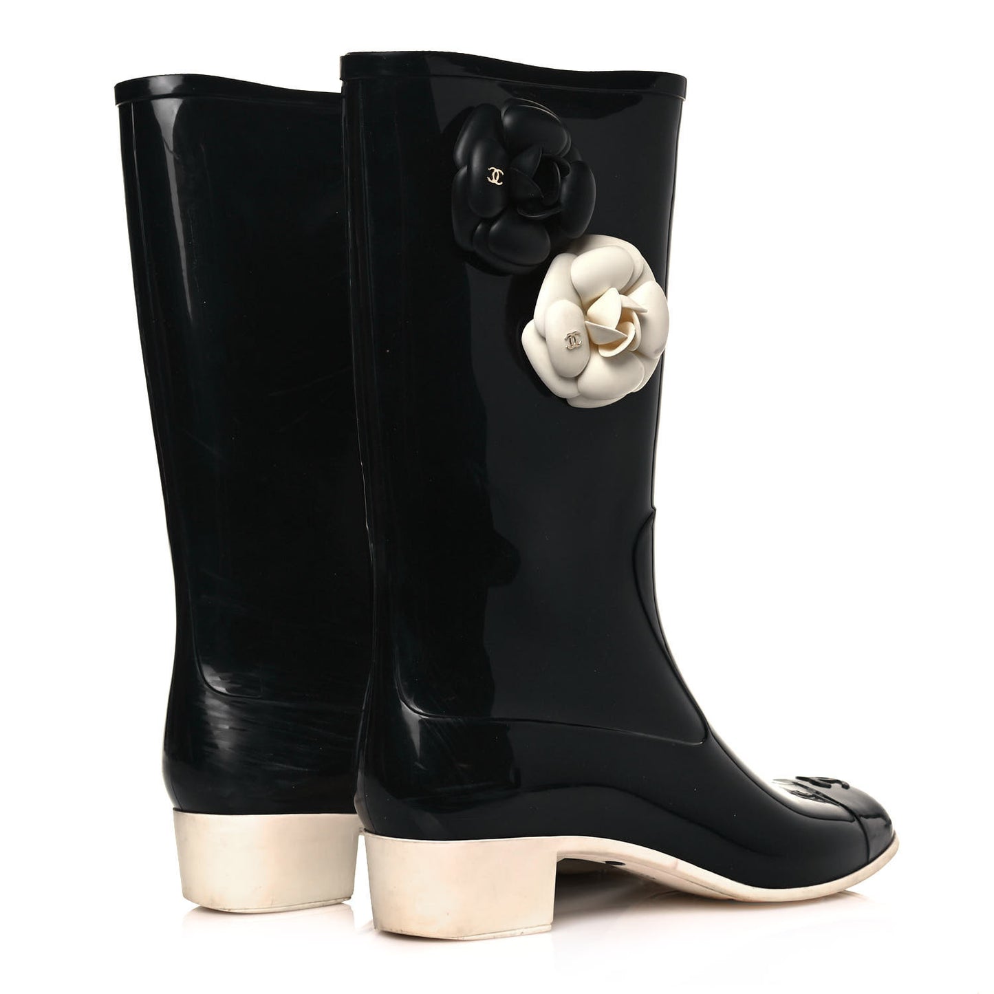 Rubber Camellia Rain Boots 41 Black