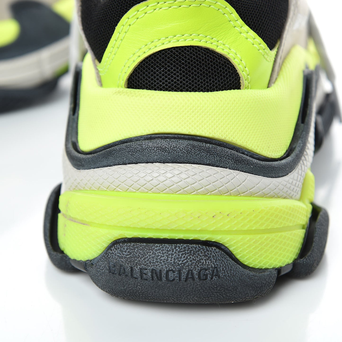 Fabric Mesh Womens Triple S Sneakers 36 Grey Black Jaune Fluo