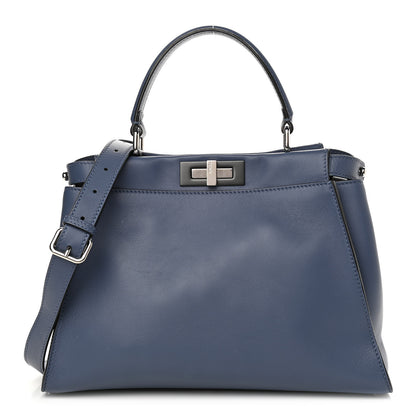 Fendi Calfskin Medium Peekaboo Iconic Satchel Blue 1 of 13