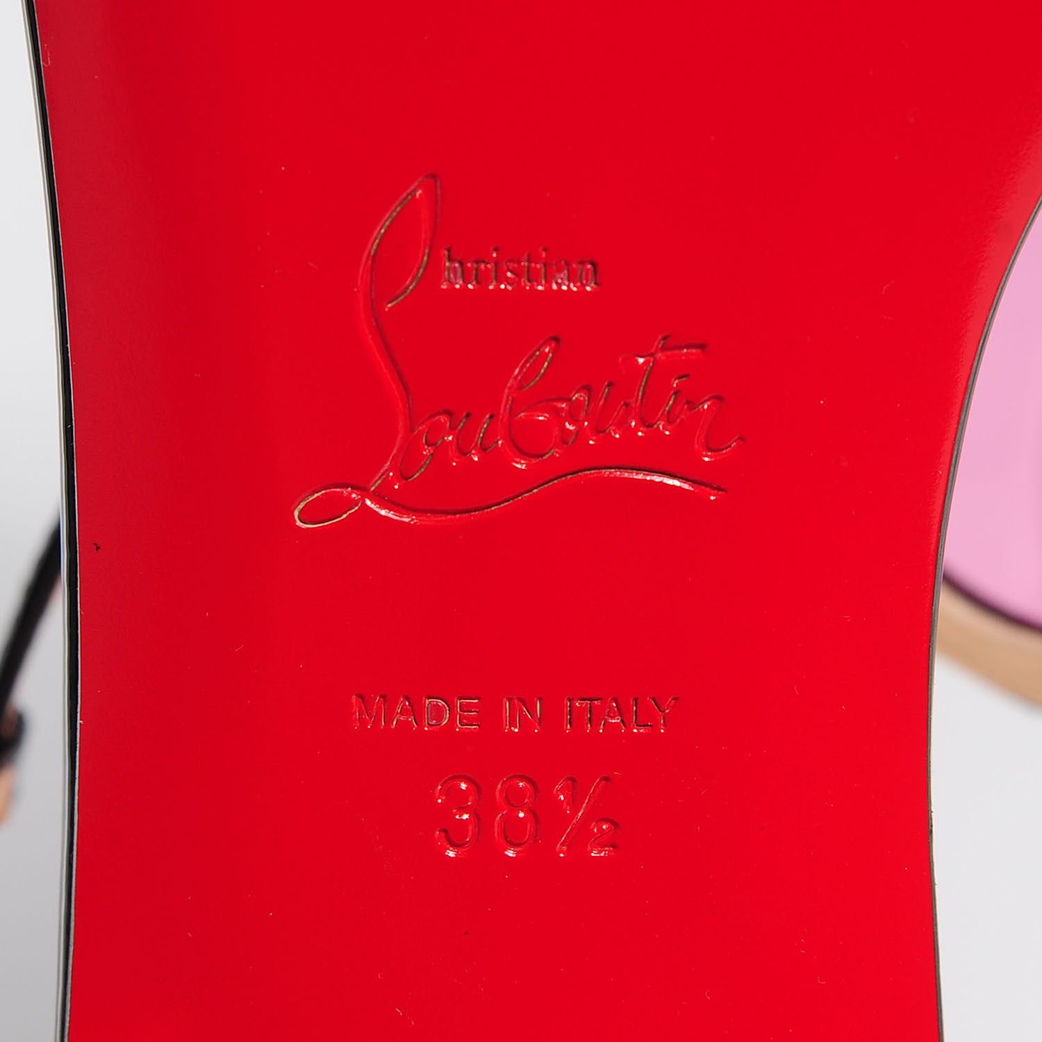 Christian Louboutin Patent PVC Cora Heart Flat Sandals 38.5 Pink Black 6 of 6