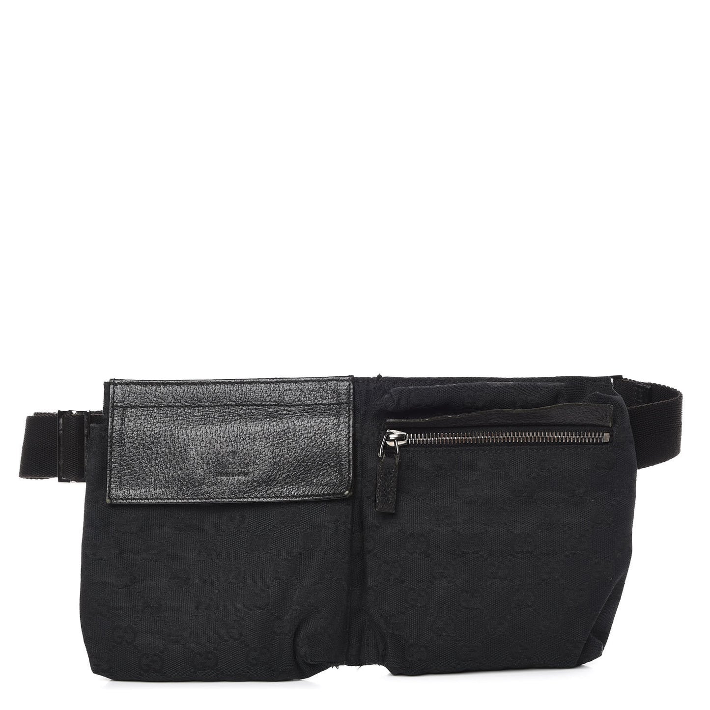 GG Monogram Double Pocket Belt Bag Black