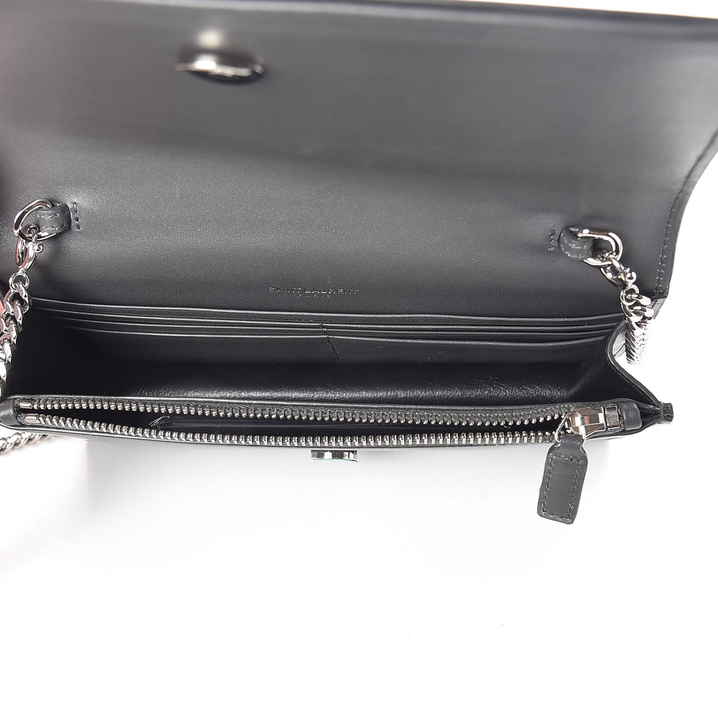 Smooth Calfskin Classic Monogram Kate Tassel Chain Wallet Asphalt