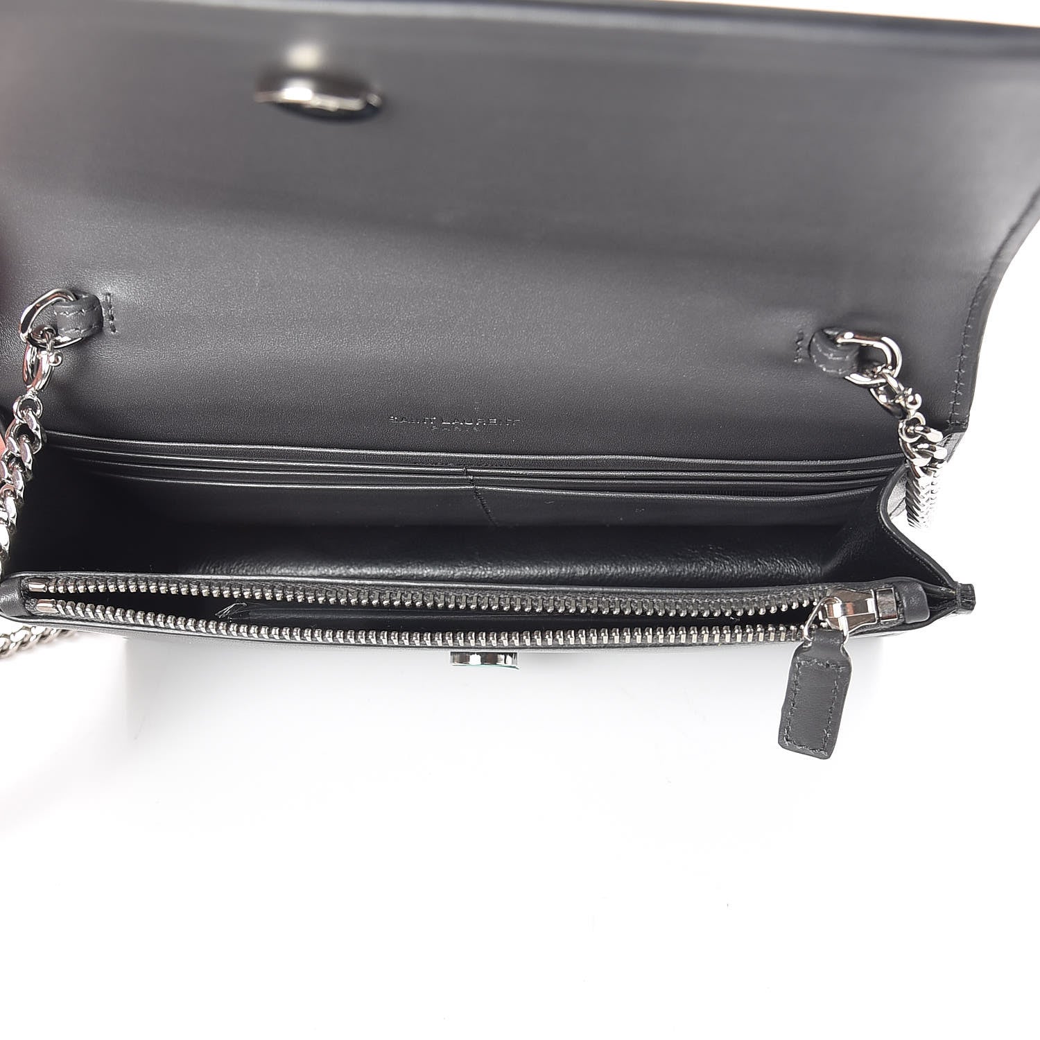 Saint Laurent Smooth Calfskin Classic Monogram Kate Tassel Chain Wallet Asphalt 5 of 8