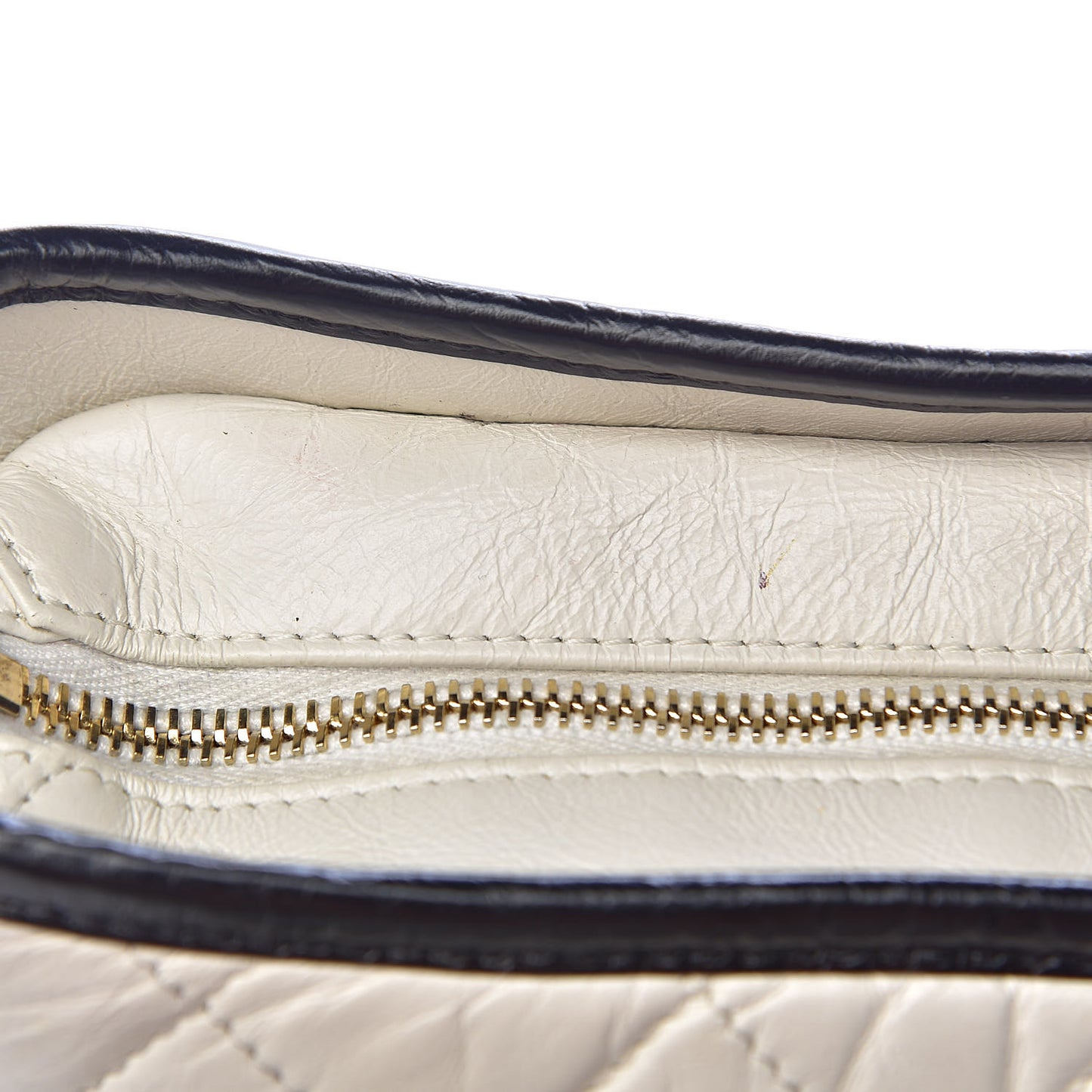 Aged Calfskin Quilted Medium Gabrielle Hobo Black White