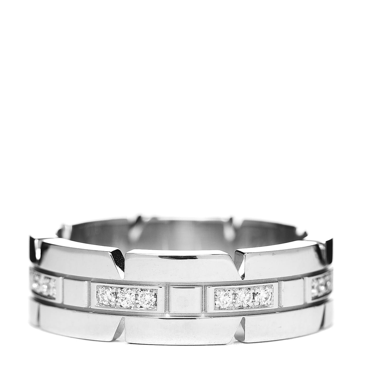 18K White Gold Diamond 6mm Tank Francaise Band Ring 52 6