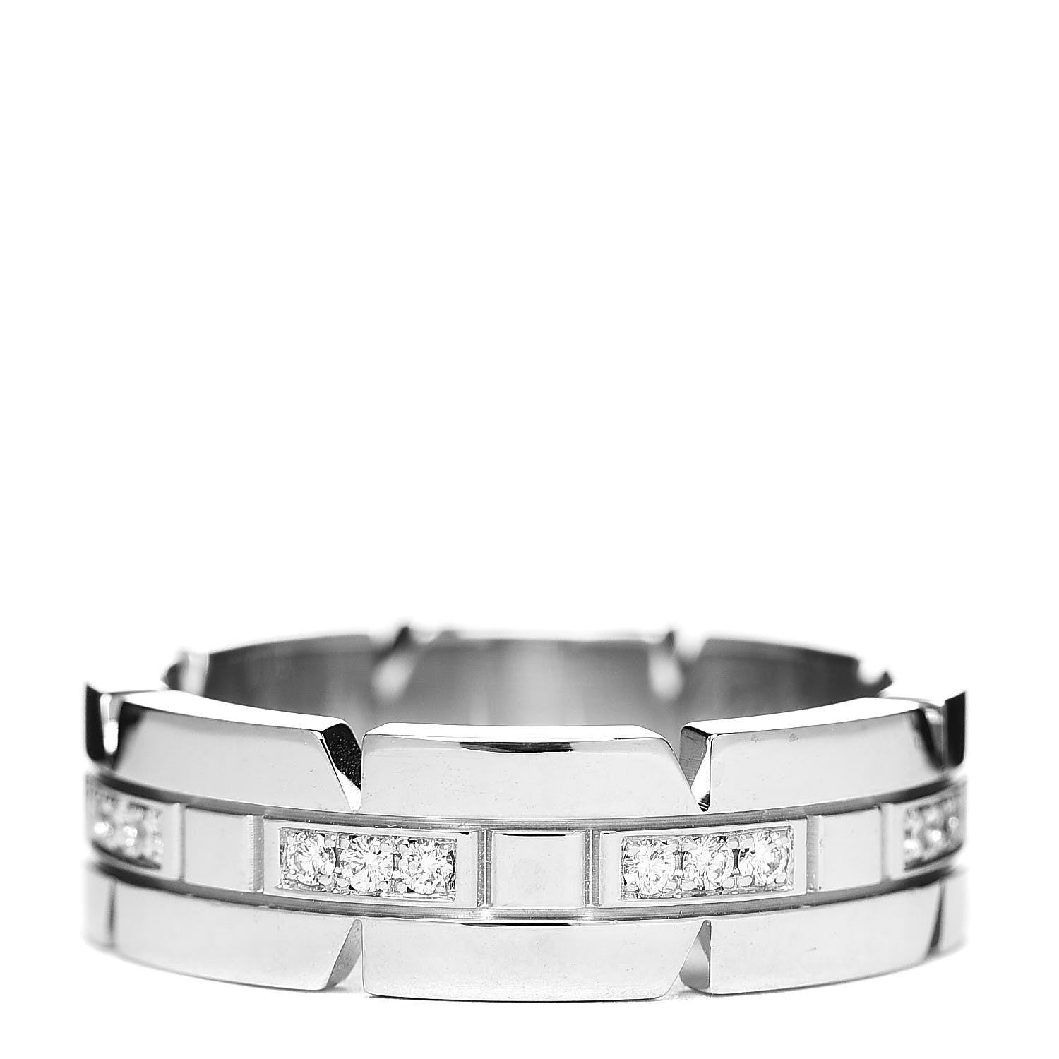 Cartier 18K White Gold Diamond 6mm Tank Francaise Band Ring 52 6 3 of 4