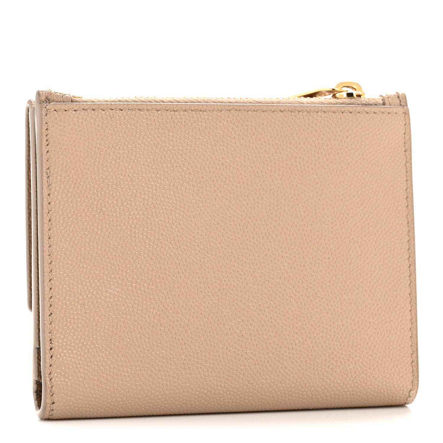 Saint Laurent Grain De Poudre Monogram Uptown Compact Wallet Dark Beige 3 of 12