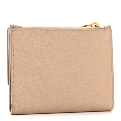 Saint Laurent Grain De Poudre Monogram Uptown Compact Wallet Dark Beige 3 of 12