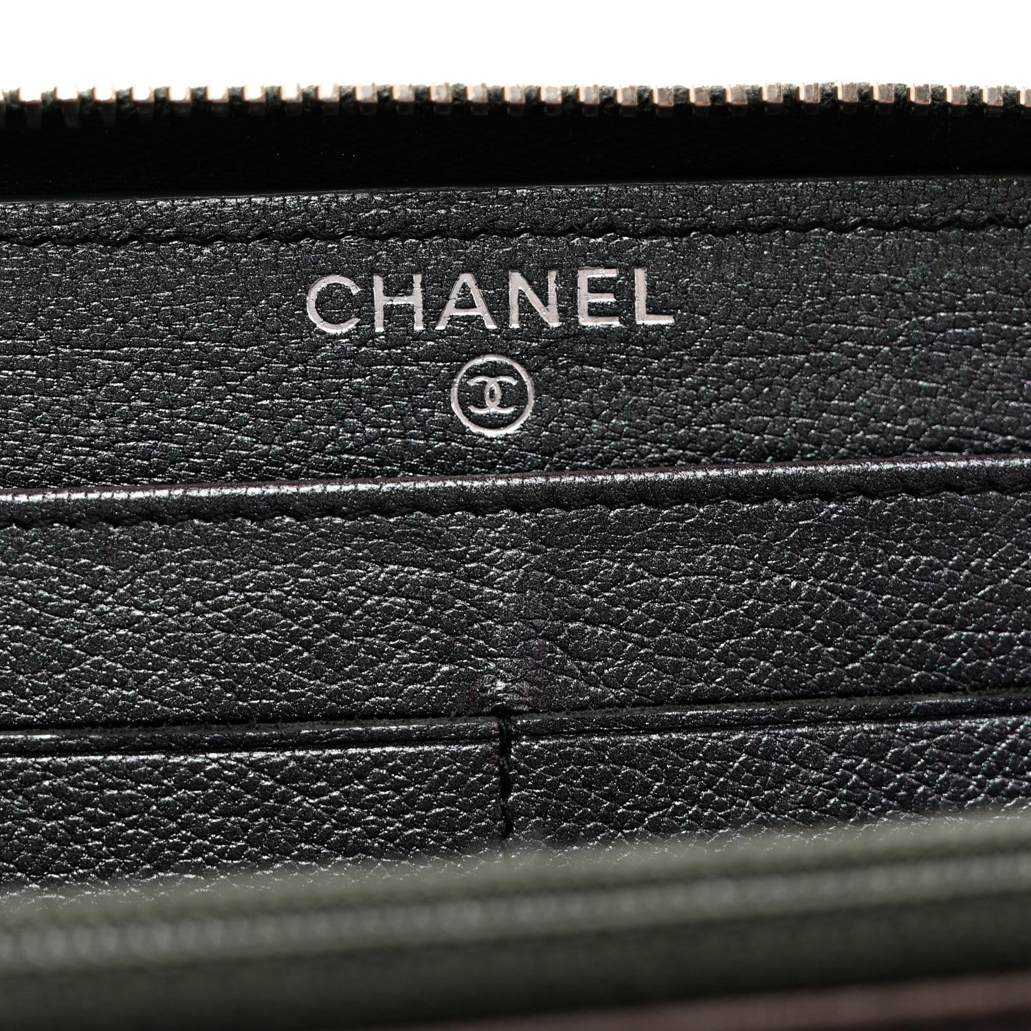 Chanel Iridescent Goatskin Quilted Large Zip Around Wallet Purple 6 of 9