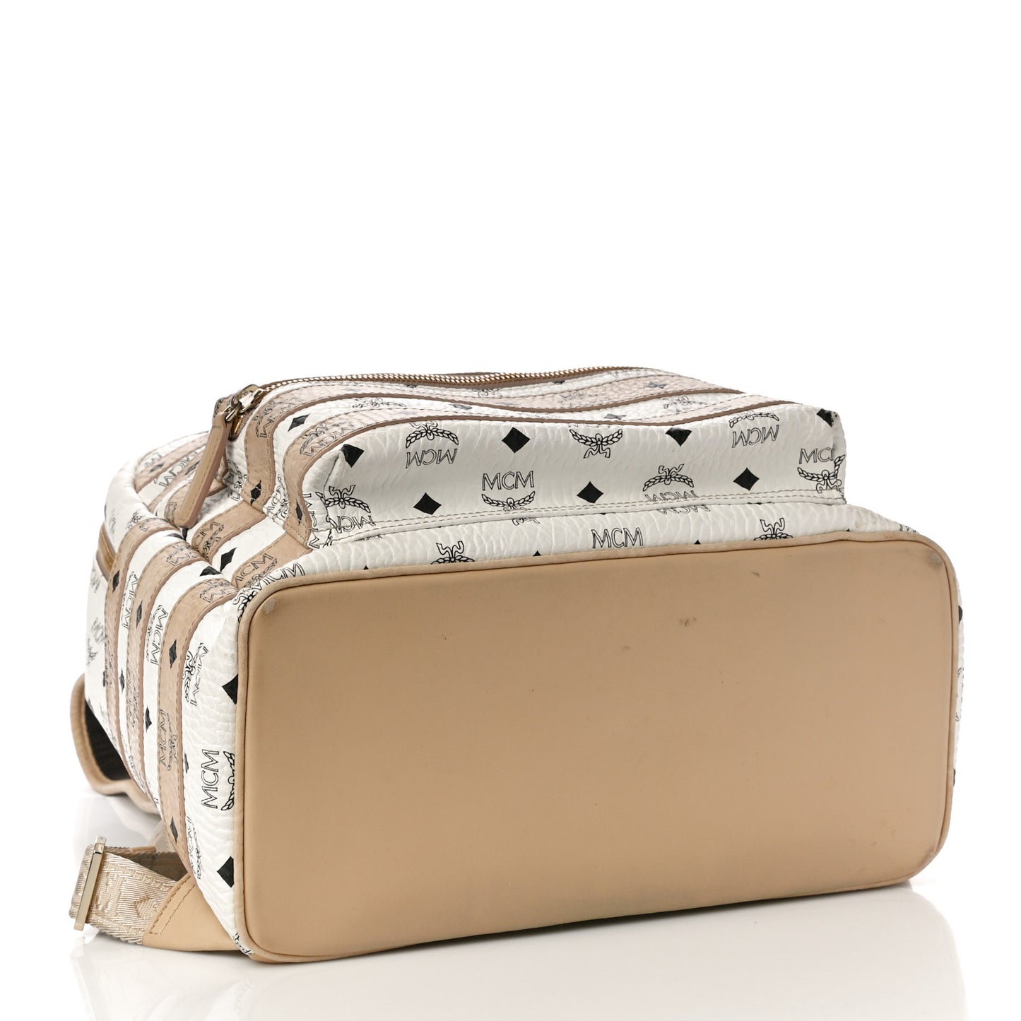 Metallic Visetos Striped Medium Stark Backpack White Beige