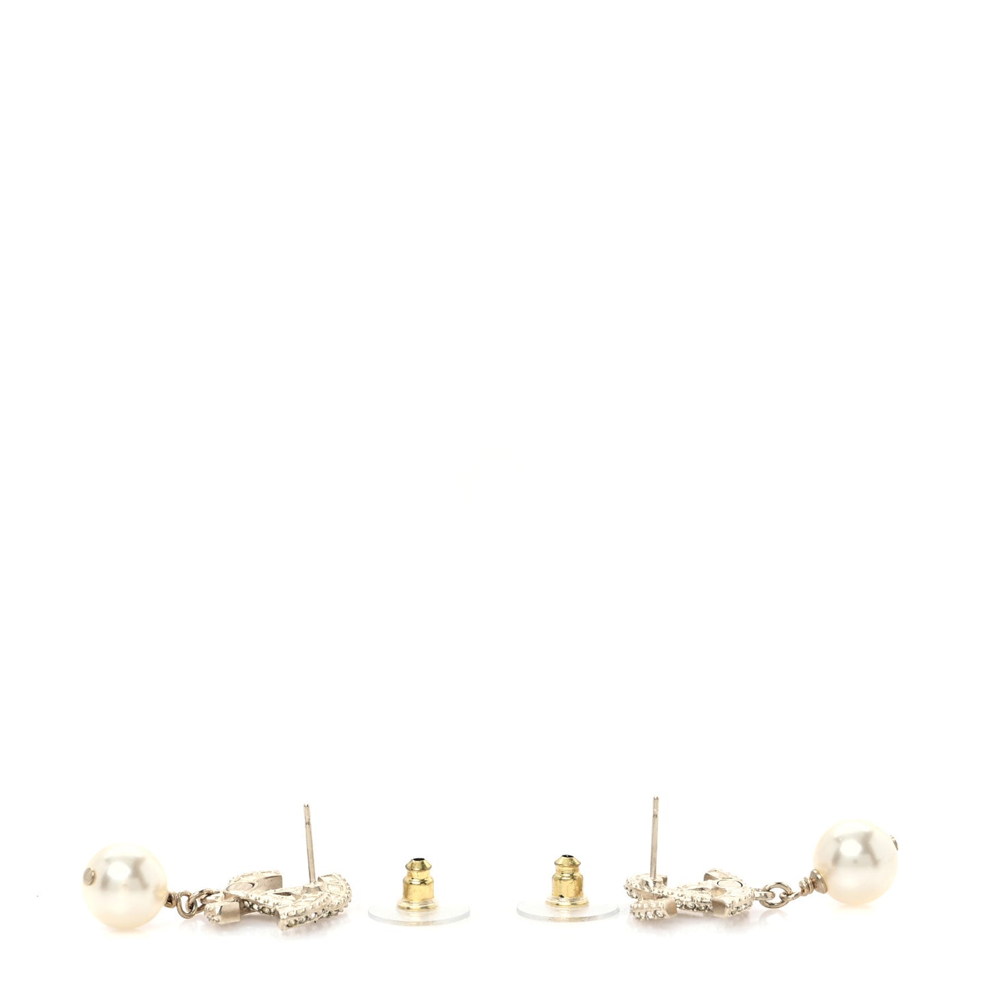 Crystal Timeless CC Pearl Drop Earrings Light Gold