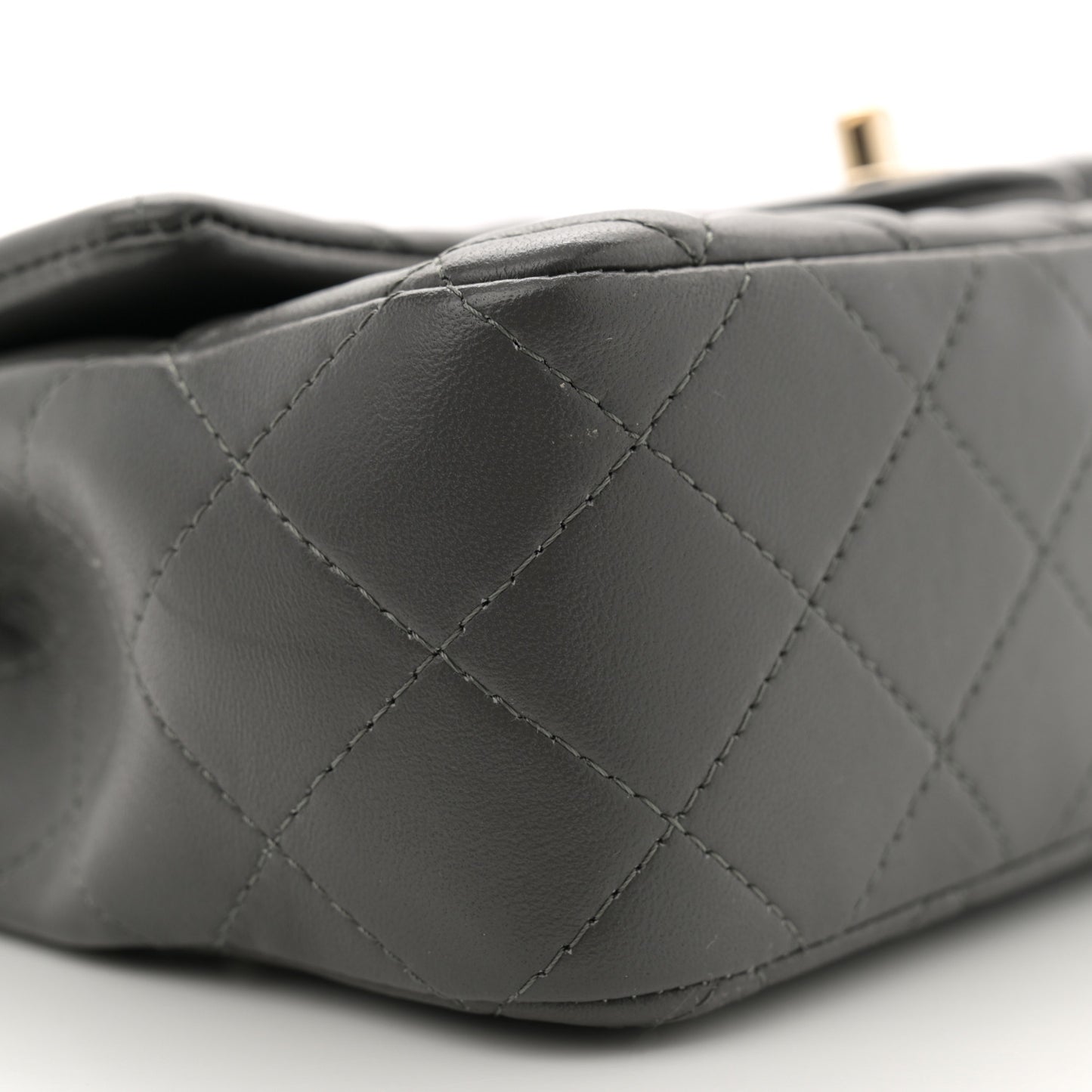 Lambskin Quilted Mini Rectangular Flap Dark Grey