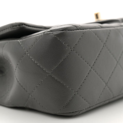 Chanel Lambskin Quilted Mini Rectangular Flap Dark Grey 9 of 11