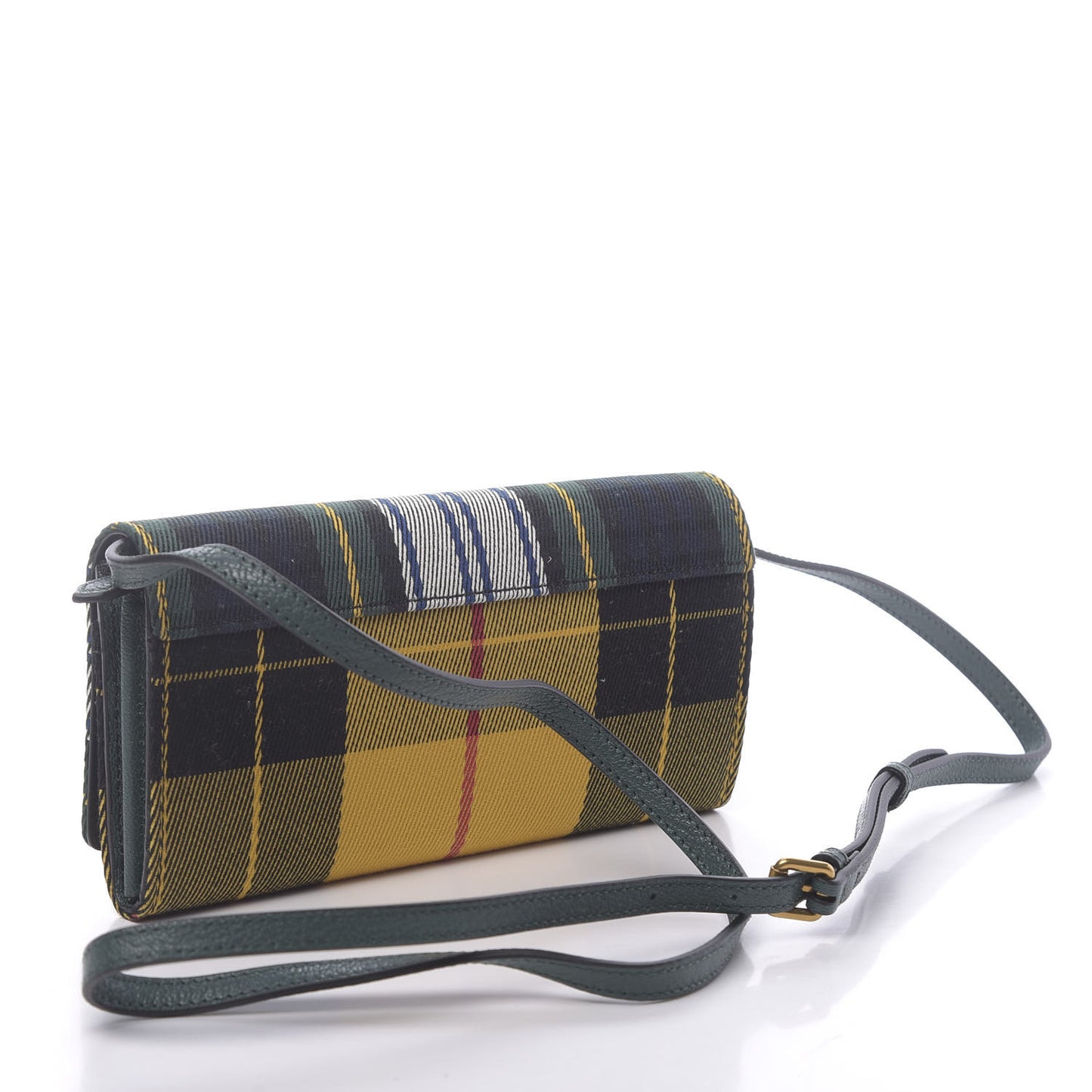 Canvas Tartan Check Mix Henley Wallet on Chain Green Multicolor