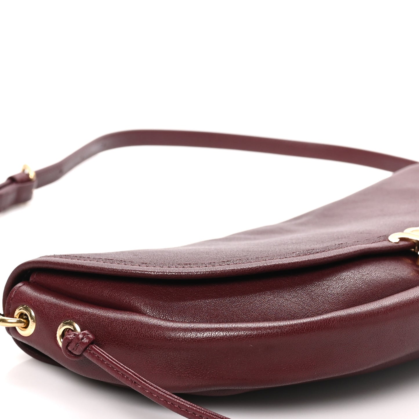Shiny Lambskin Soft Triomphe Little Half Moon Bag Syrah