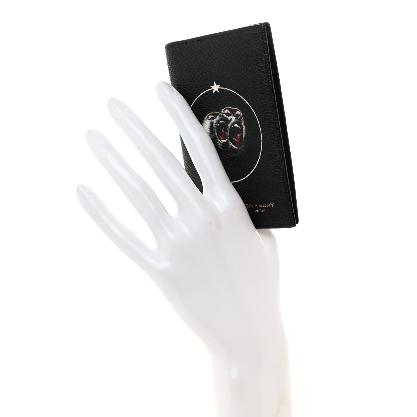 Textured Coated Canvas Monkey Brother Print Folding Card Holder Black