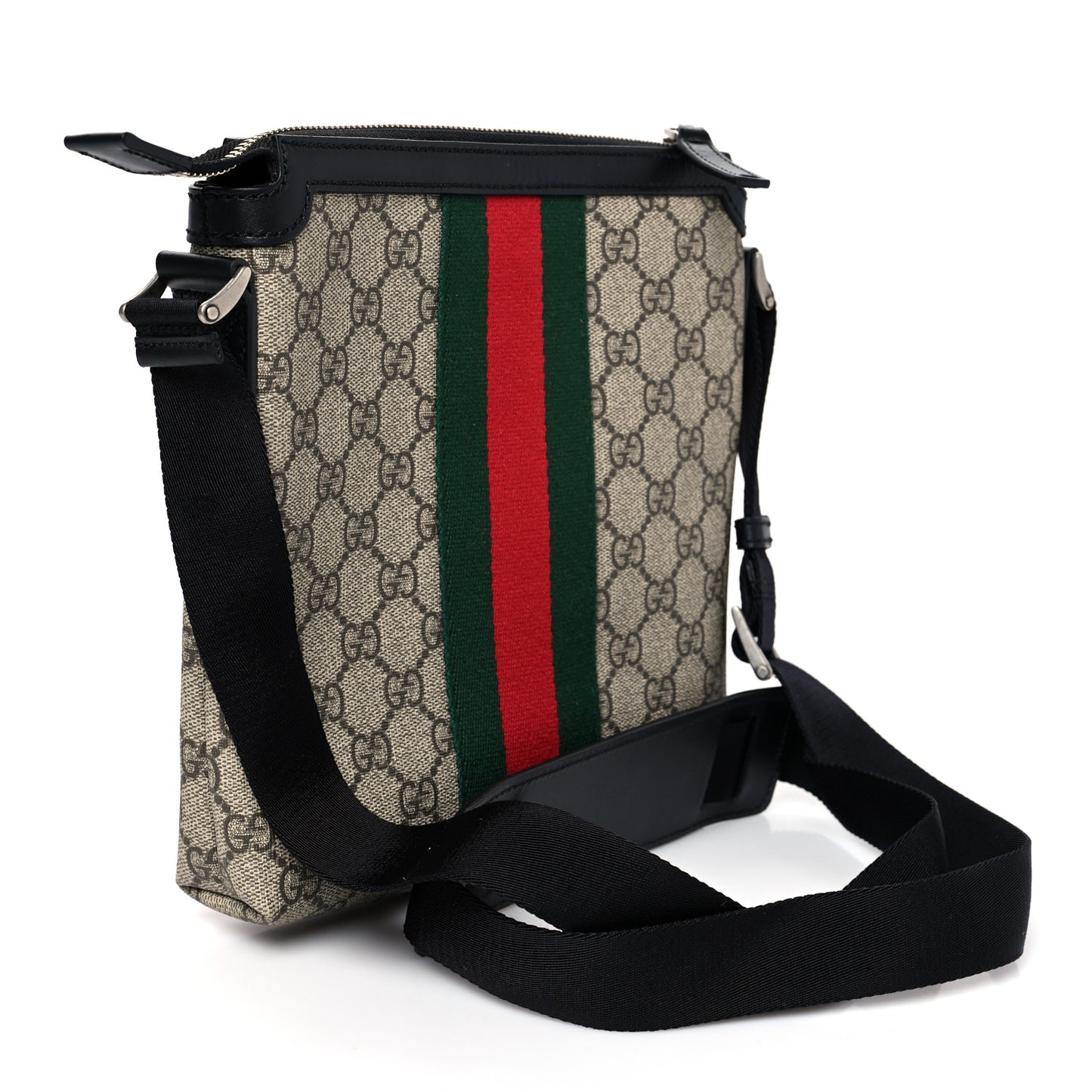 GG Supreme Monogram Web Messenger Bag Black
