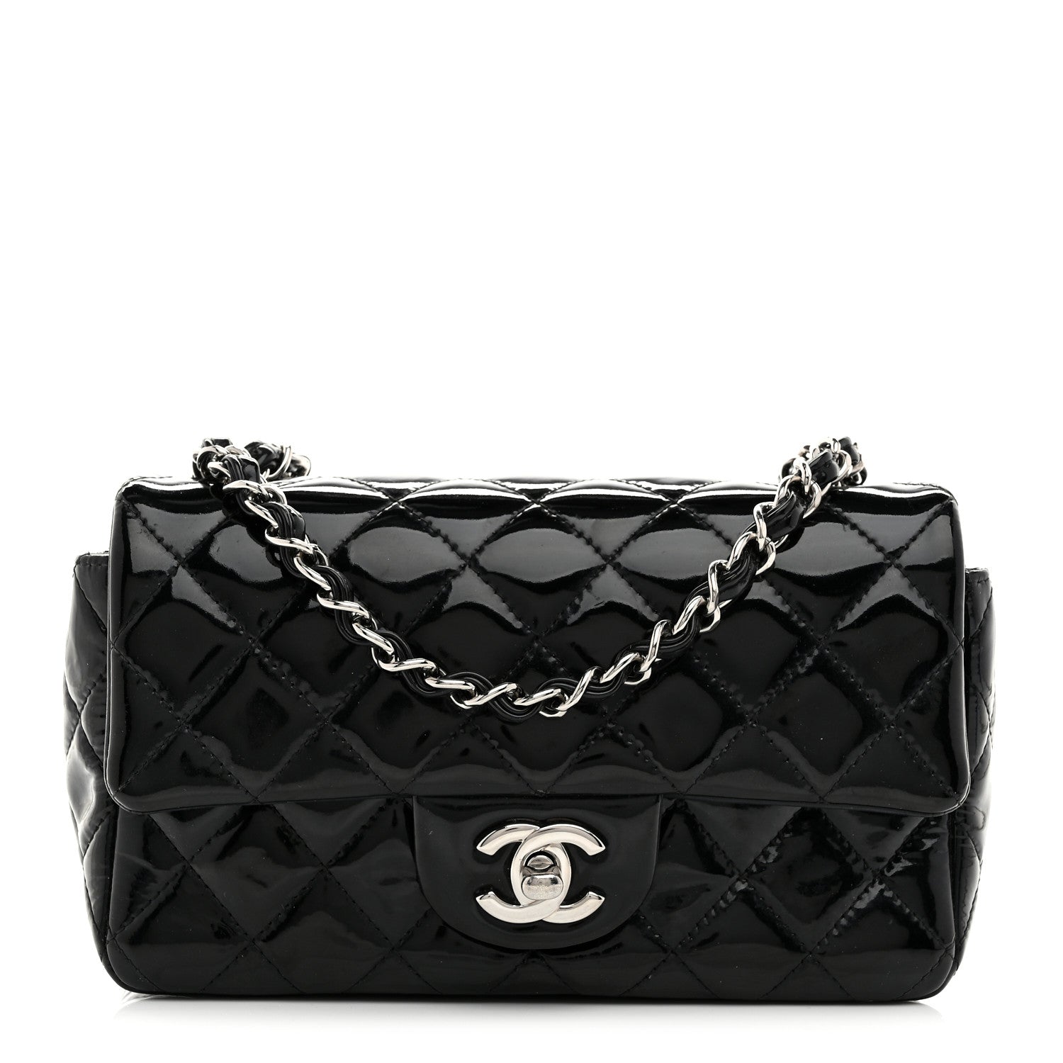 Chanel Patent Calfskin Quilted Mini Rectangular Flap Black 1 of 10