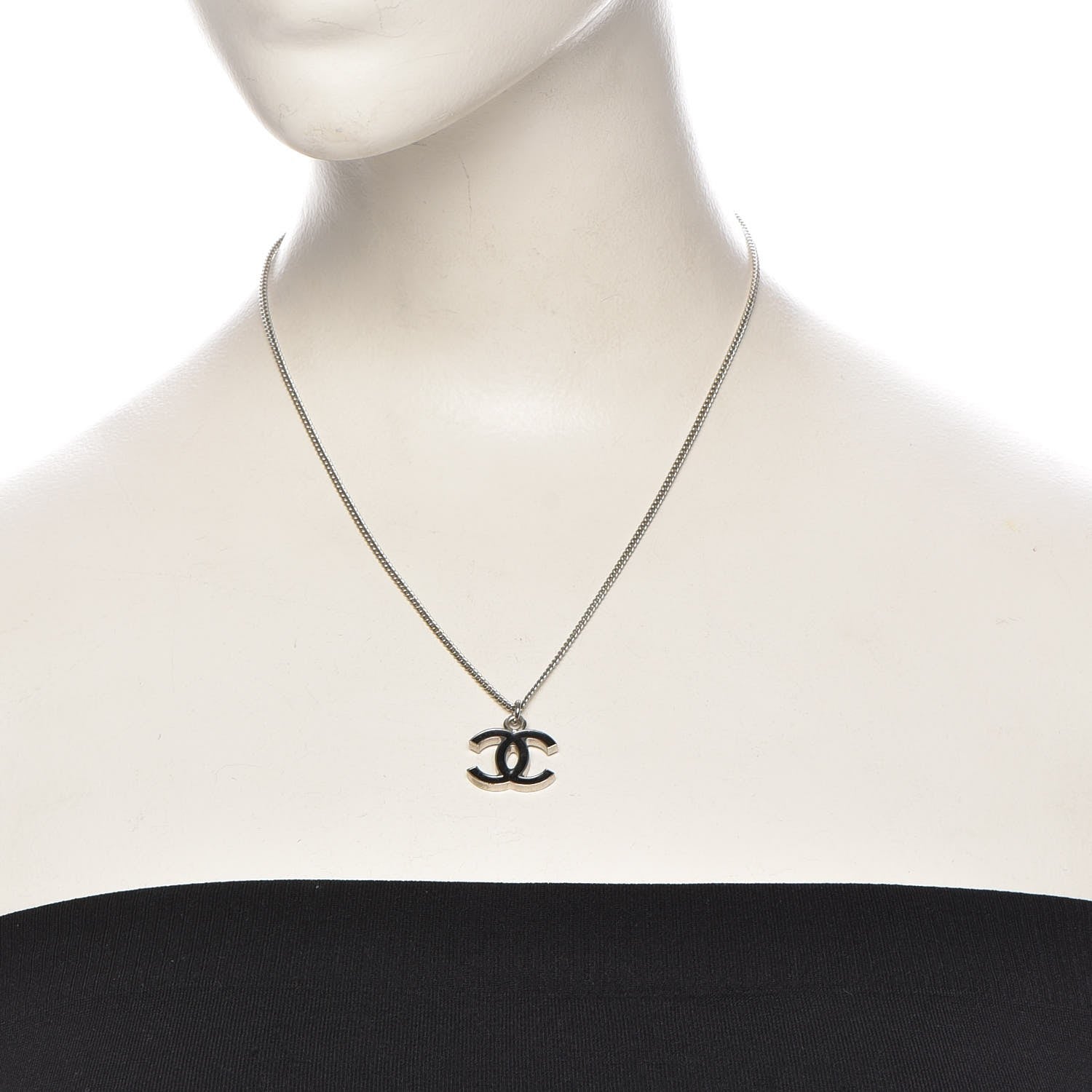 Chanel Enamel CC Necklace Black 2 of 5