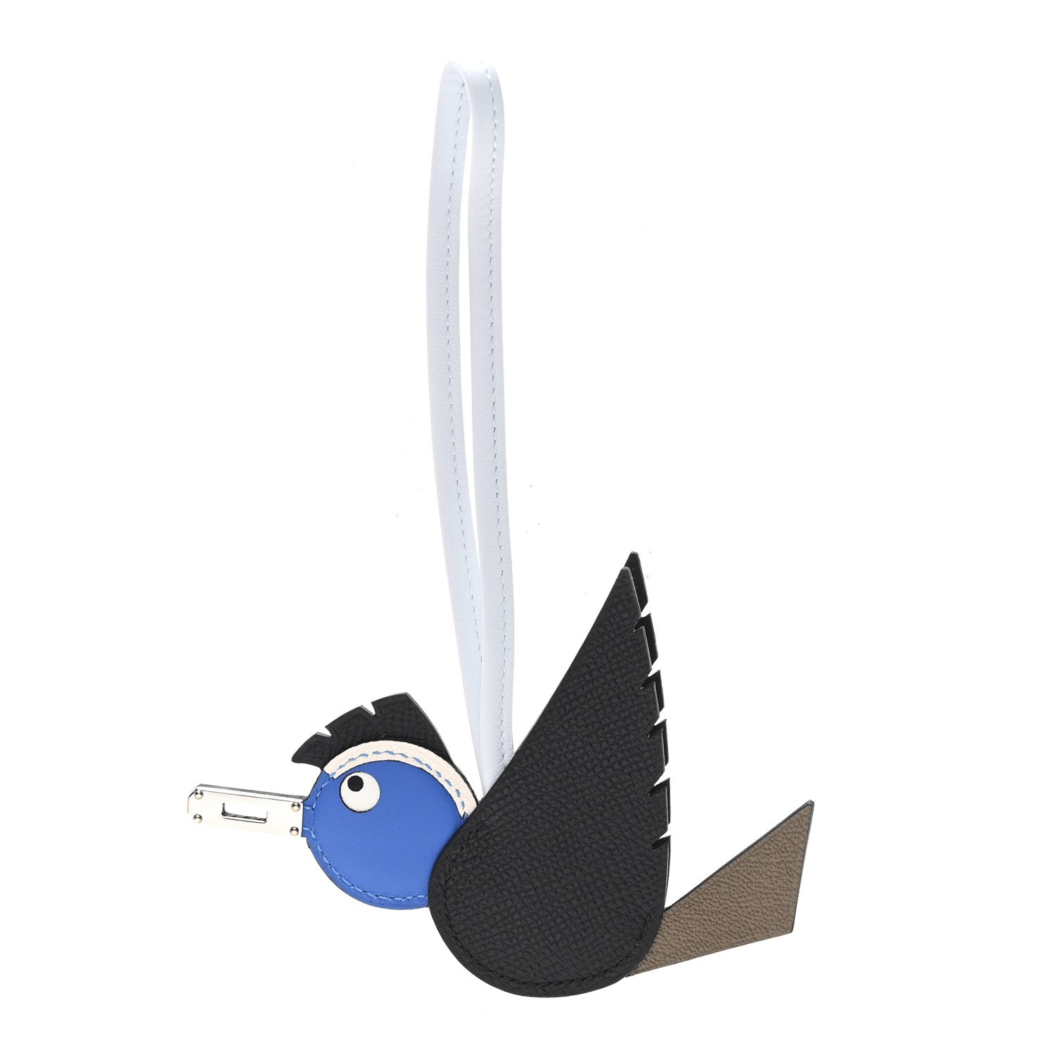 Hermes Epsom Swift Chevre Mysore Birdy Bag Charm Black Etoupe Bleu Hydra Bleu Brume 1 of 5
