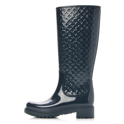Louis Vuitton Rubber Embossed Monogram Splash Rain Boots 37 Blue 1 of 8