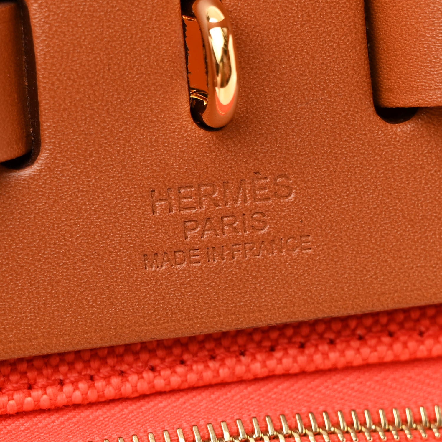 Hermes Vache Hunter Toile Herbag Zip Retourne 31 PM Orange Mecano Fauve 7 of 15