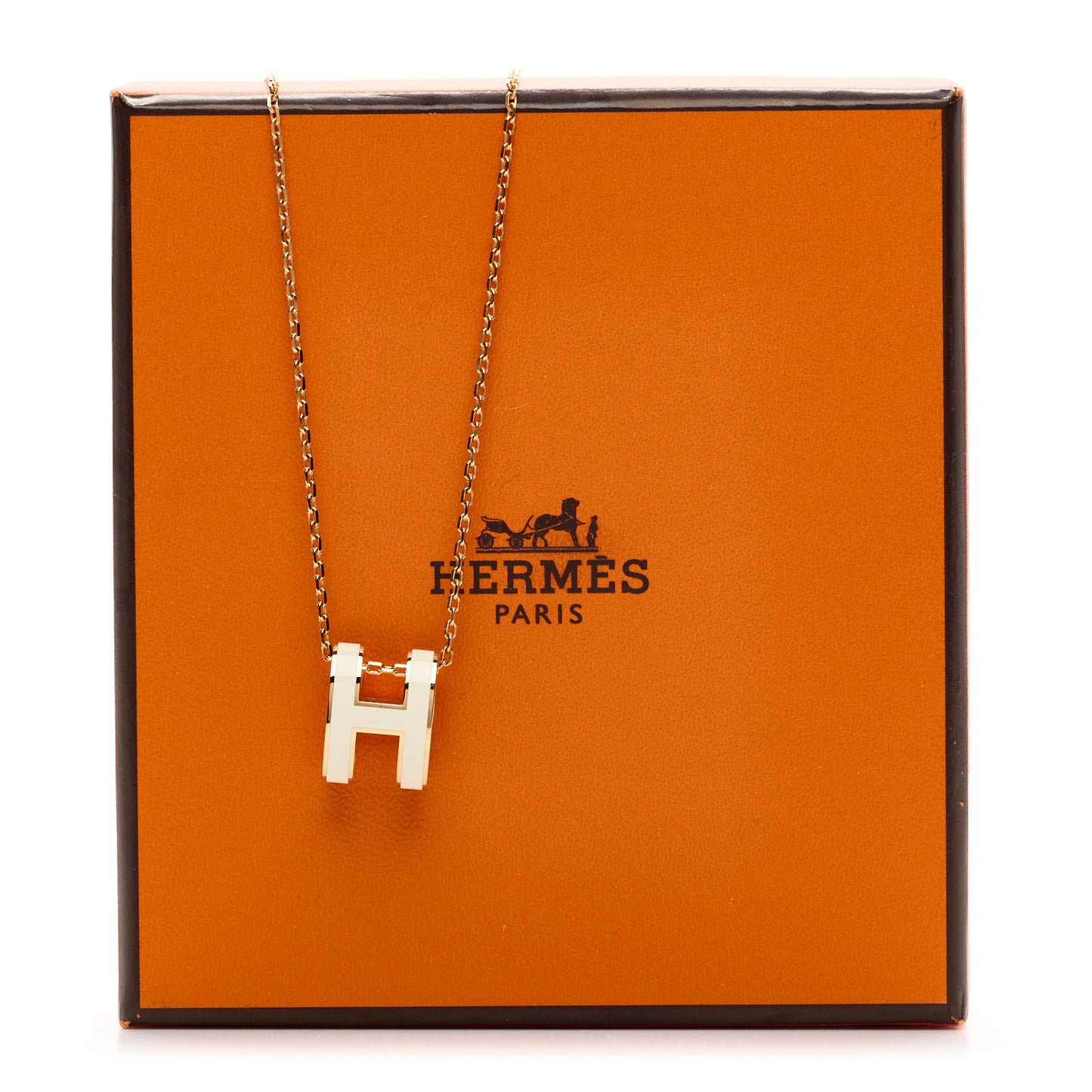 Lacquered Rose Gold Pop H Pendant Necklace White
