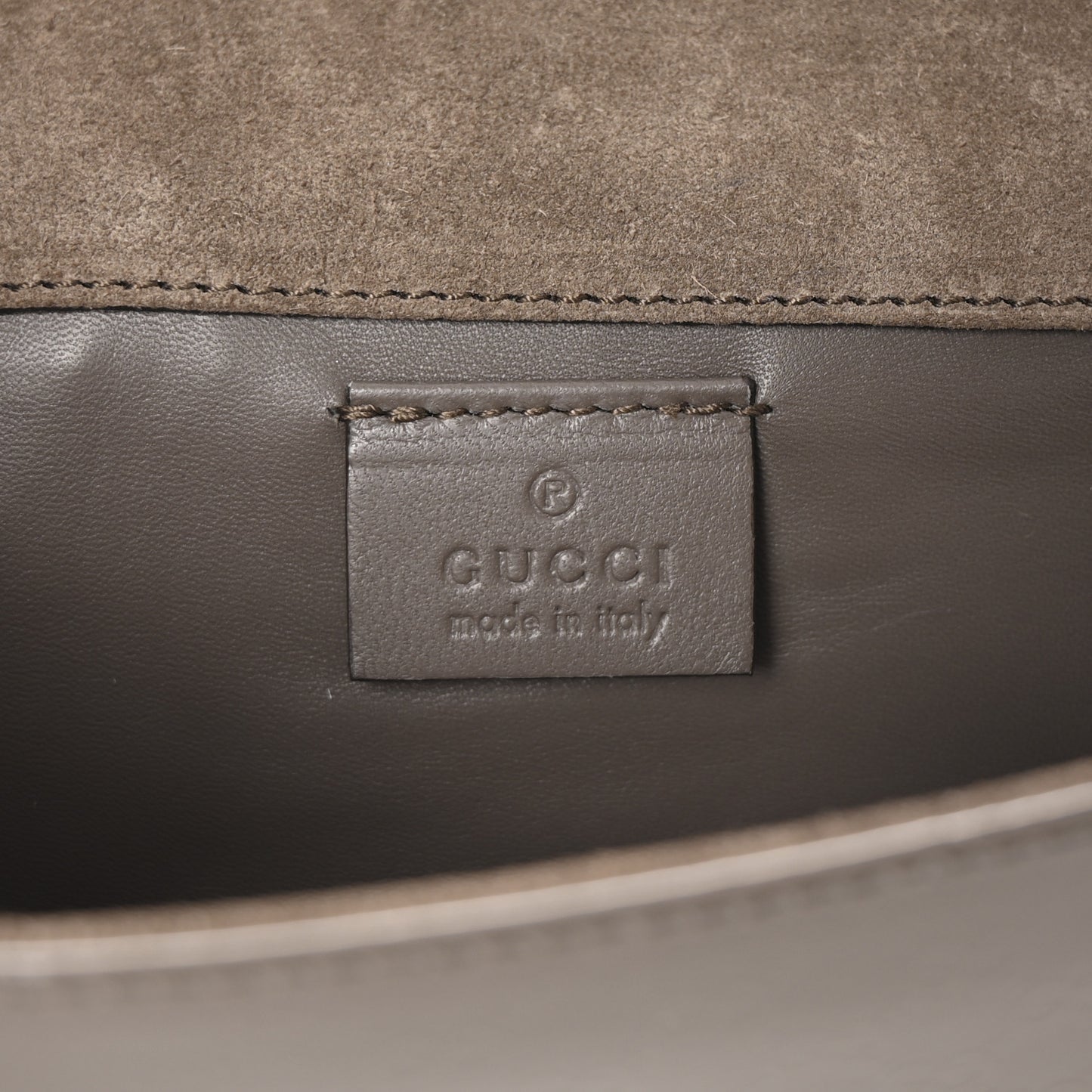 Patent Microguccissima Small Broadway Clutch Grey Field