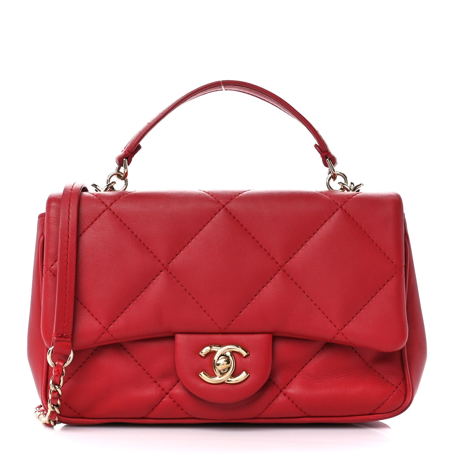 Chanel Lambskin Quilted Small Easy Carry Flap Red 1 of 14