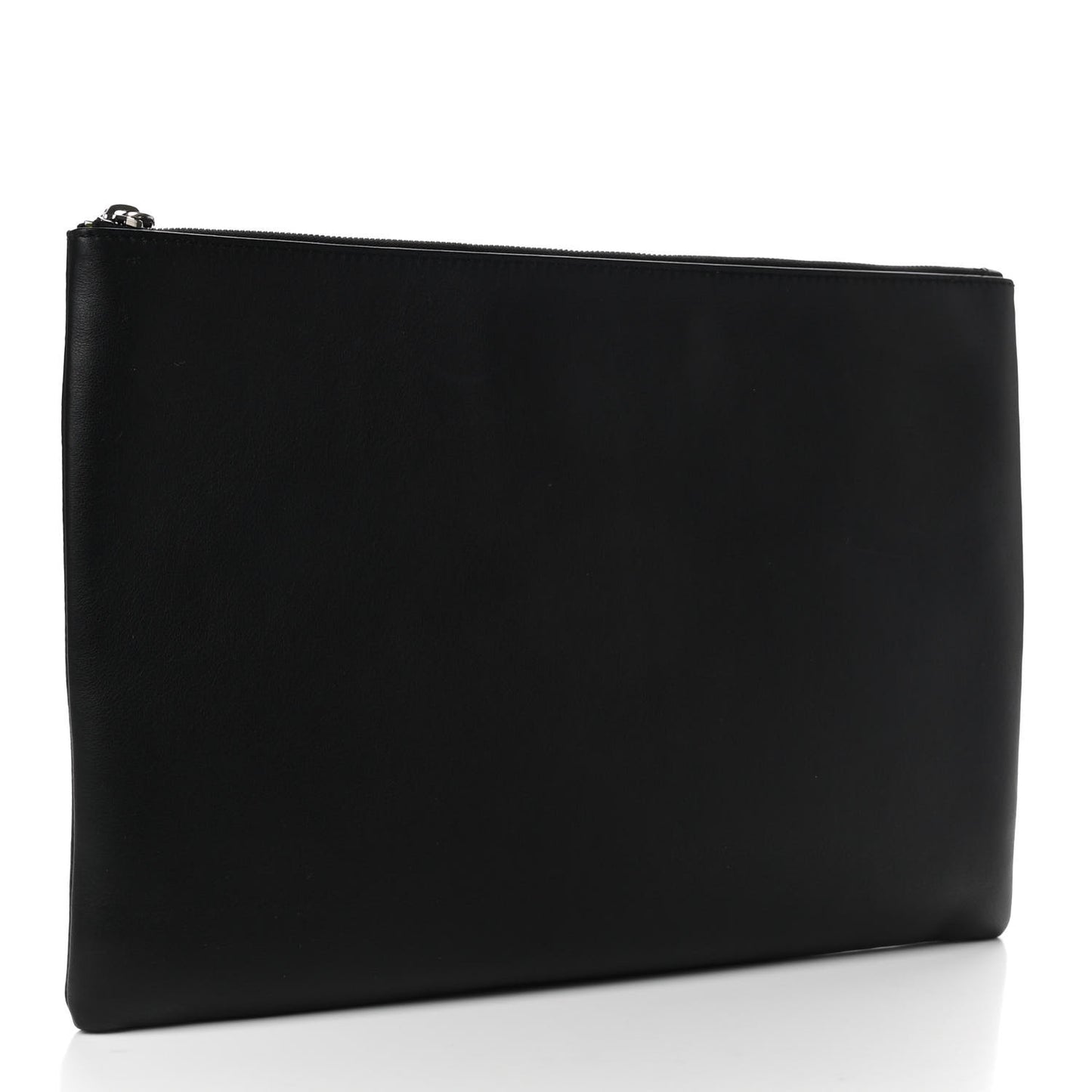 Smooth Calfskin Logo Zip Pouch Black Fluo Yellow