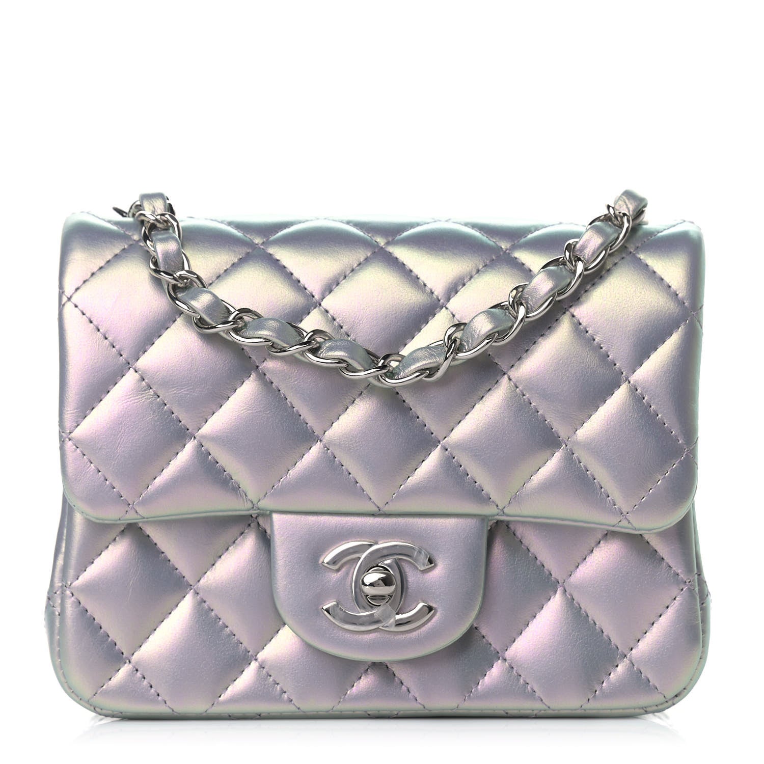 Chanel Iridescent Lambskin Quilted Mini Square Flap Light Purple 1 of 11