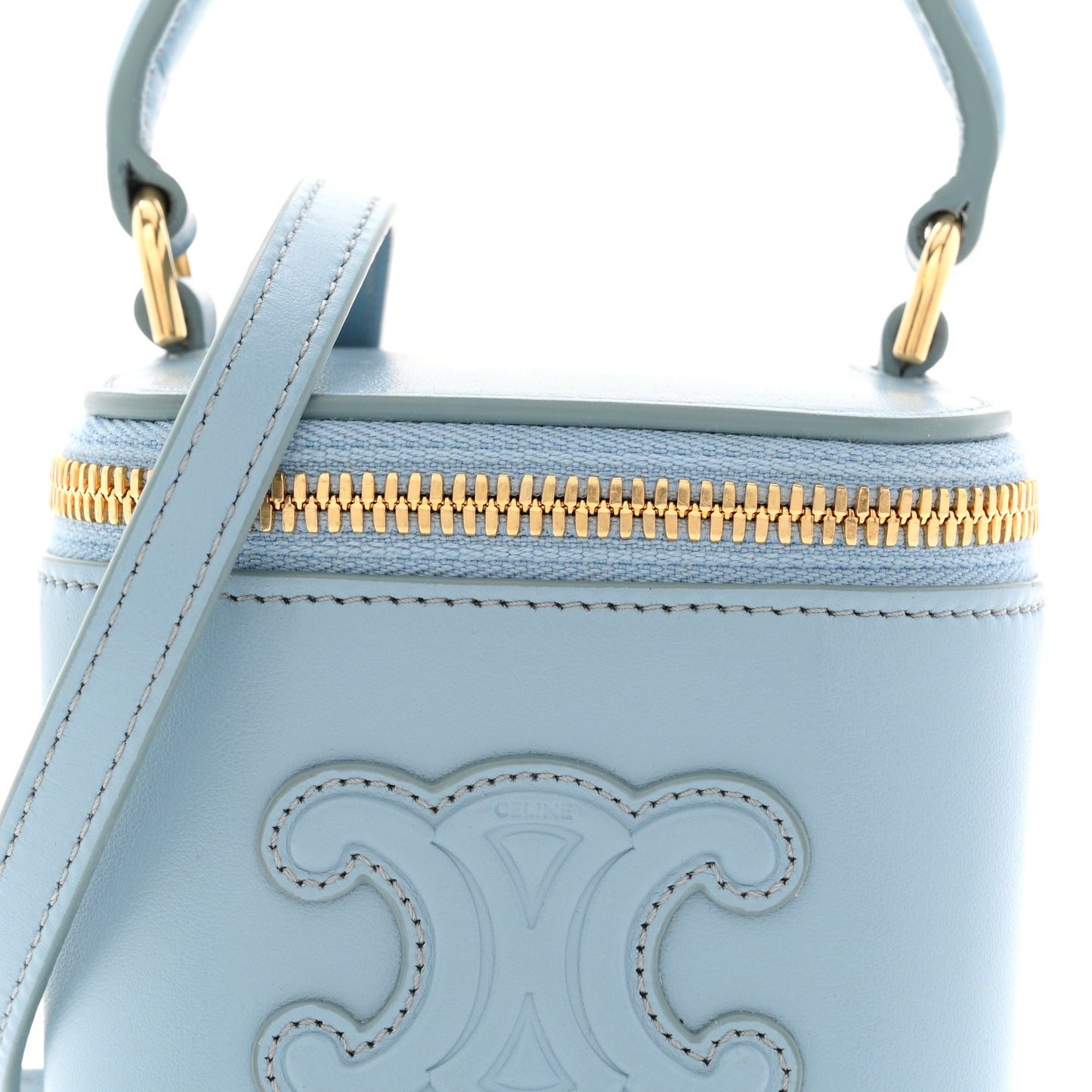 Smooth Calfskin Cuir Triomphe Mini Vanity Case California Blue