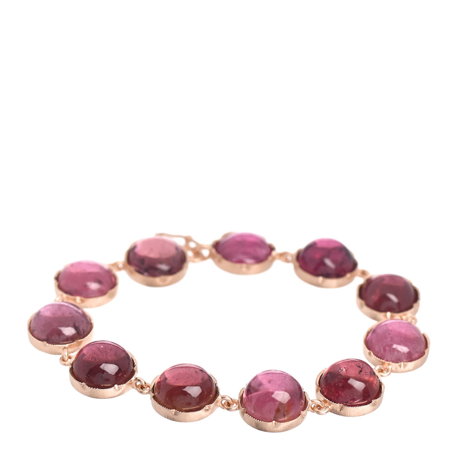 Irene Neuwirth 18K Rose Gold Pink Tourmaline Cabochon Link Bracelet 1 of 4