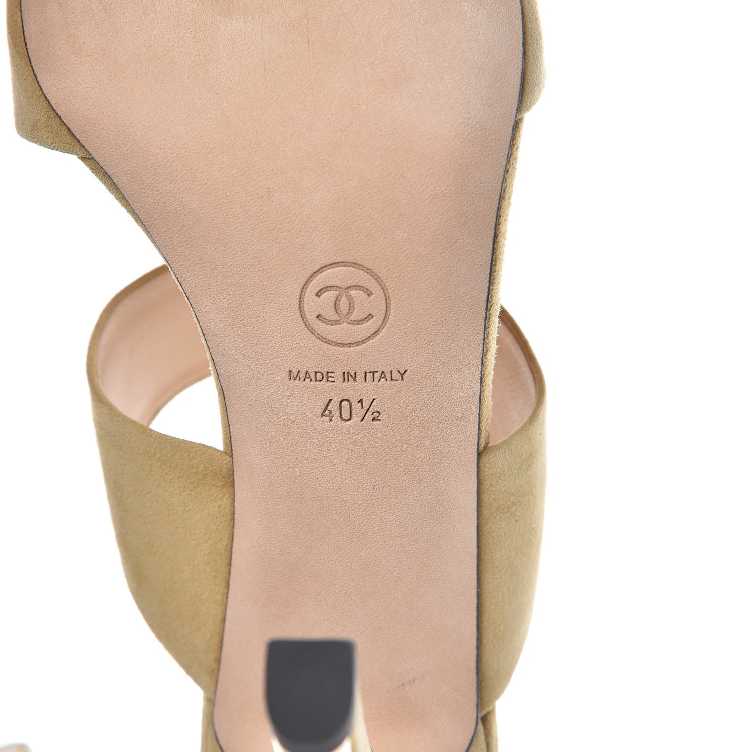 Chanel Suede Pearl Sandals 40.5 Beige 7 of 9