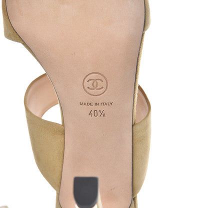 Chanel Suede Pearl Sandals 40.5 Beige 7 of 9