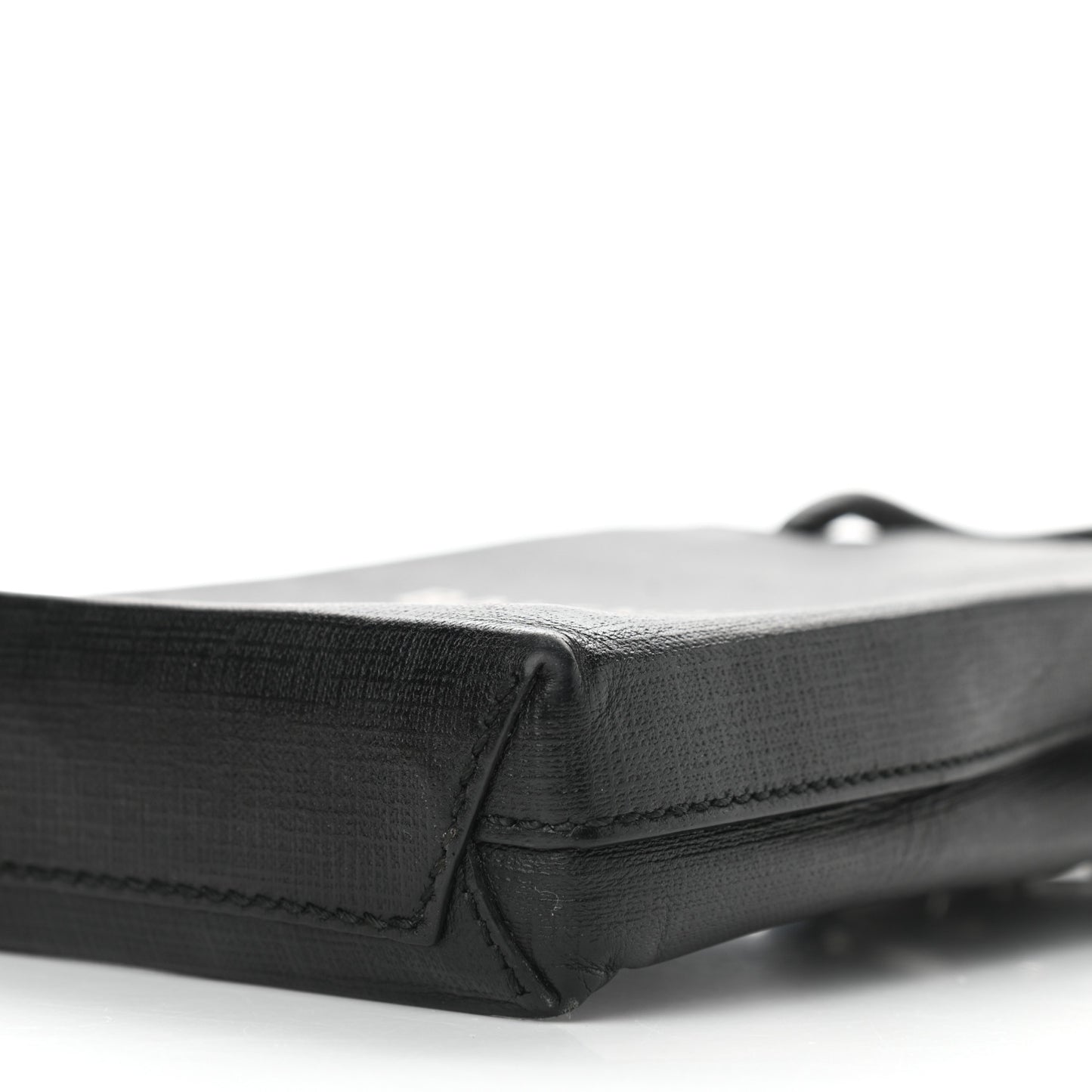 Squared Calfskin Logo Shopping Phone Holder Bag Black