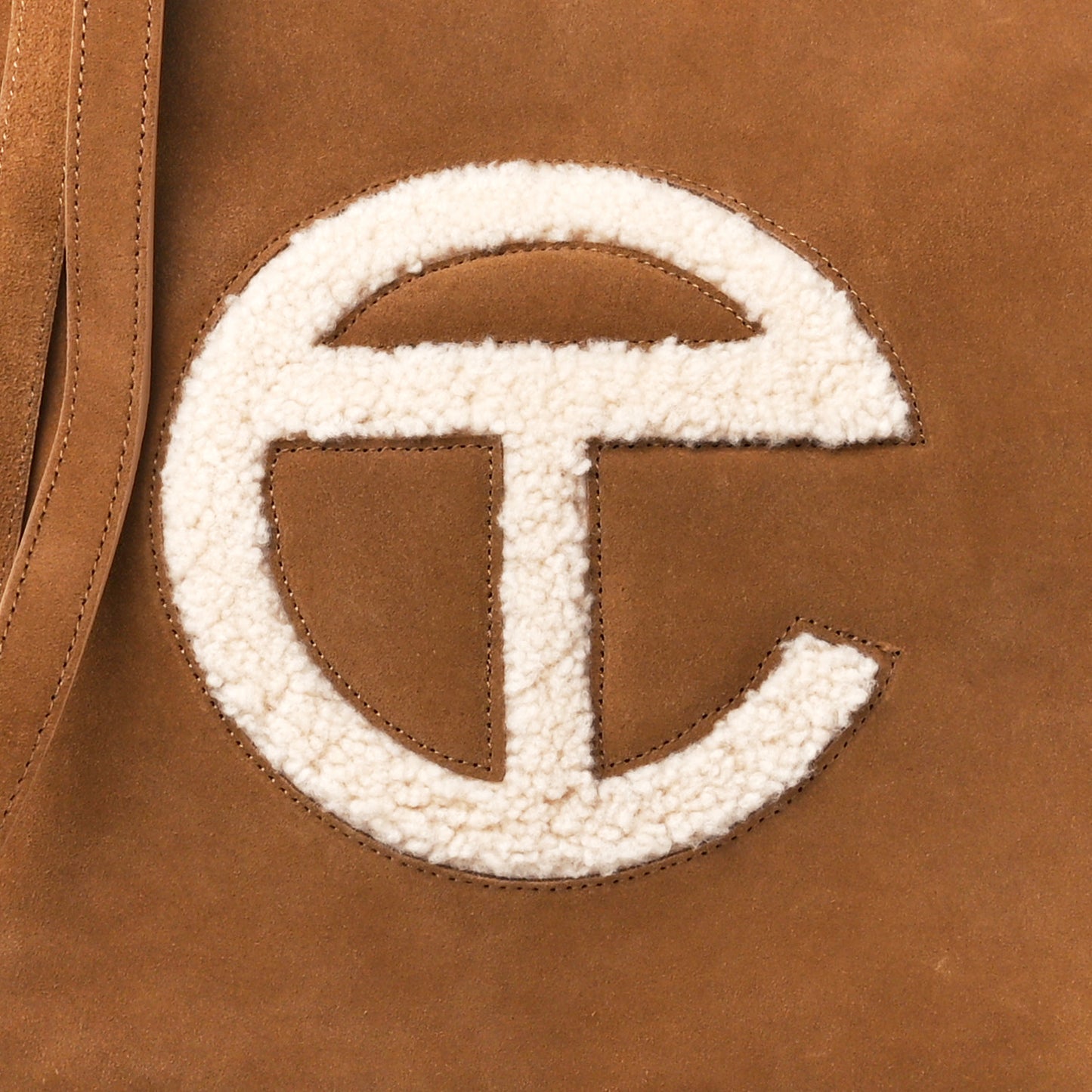 X UGG Suede Shearling Medium Shopping Bag Chestnut
