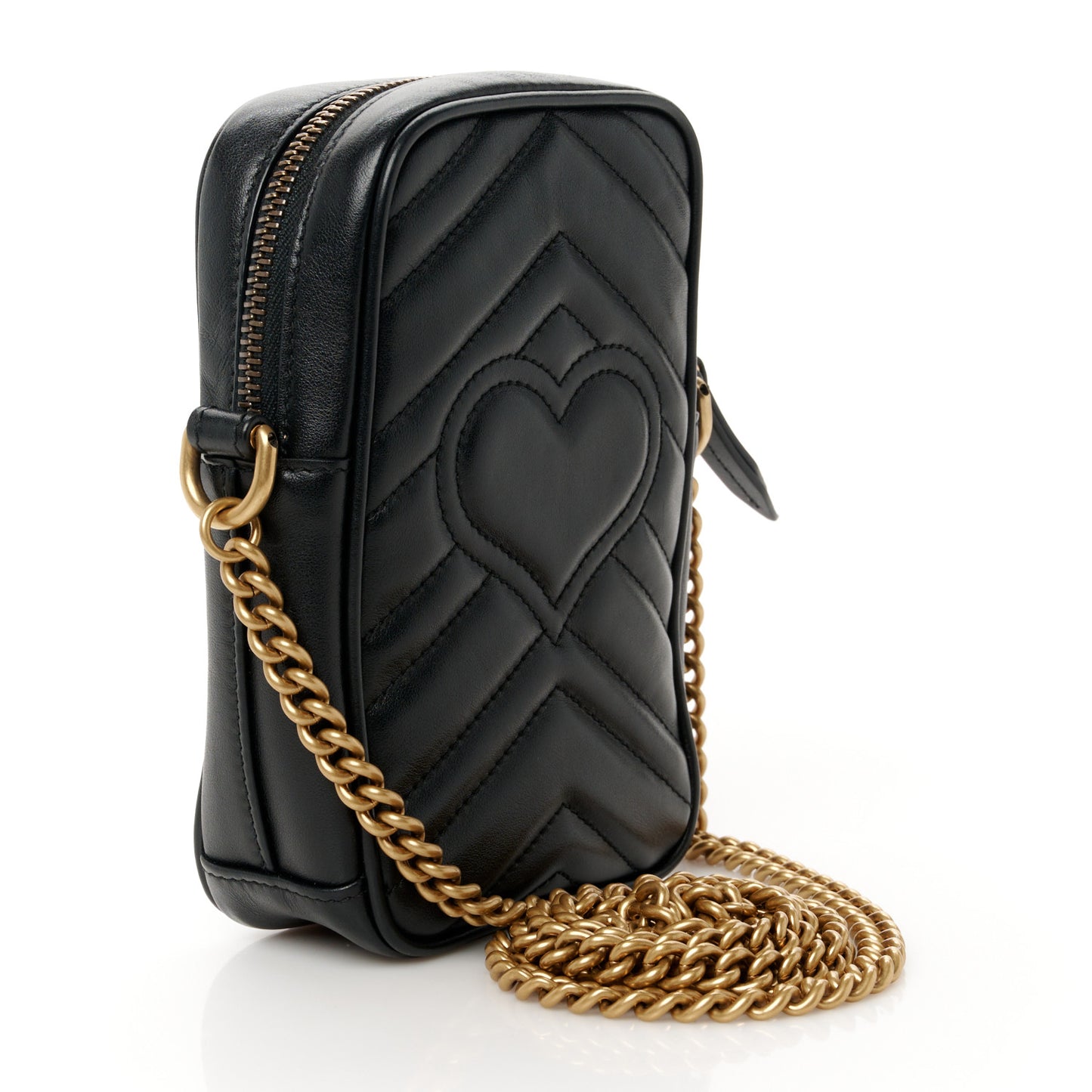 Calfskin Matelasse Mini GG Marmont Crossbody Bag Black