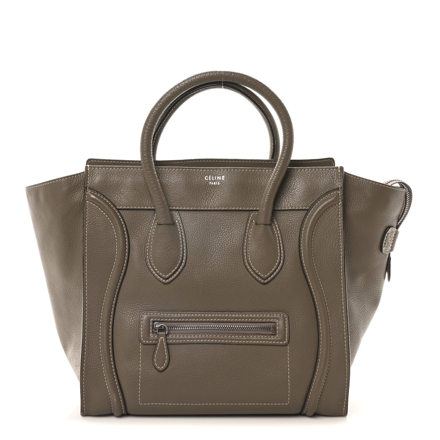 Celine Drummed Calfskin Mini Luggage Souris 1 of 9