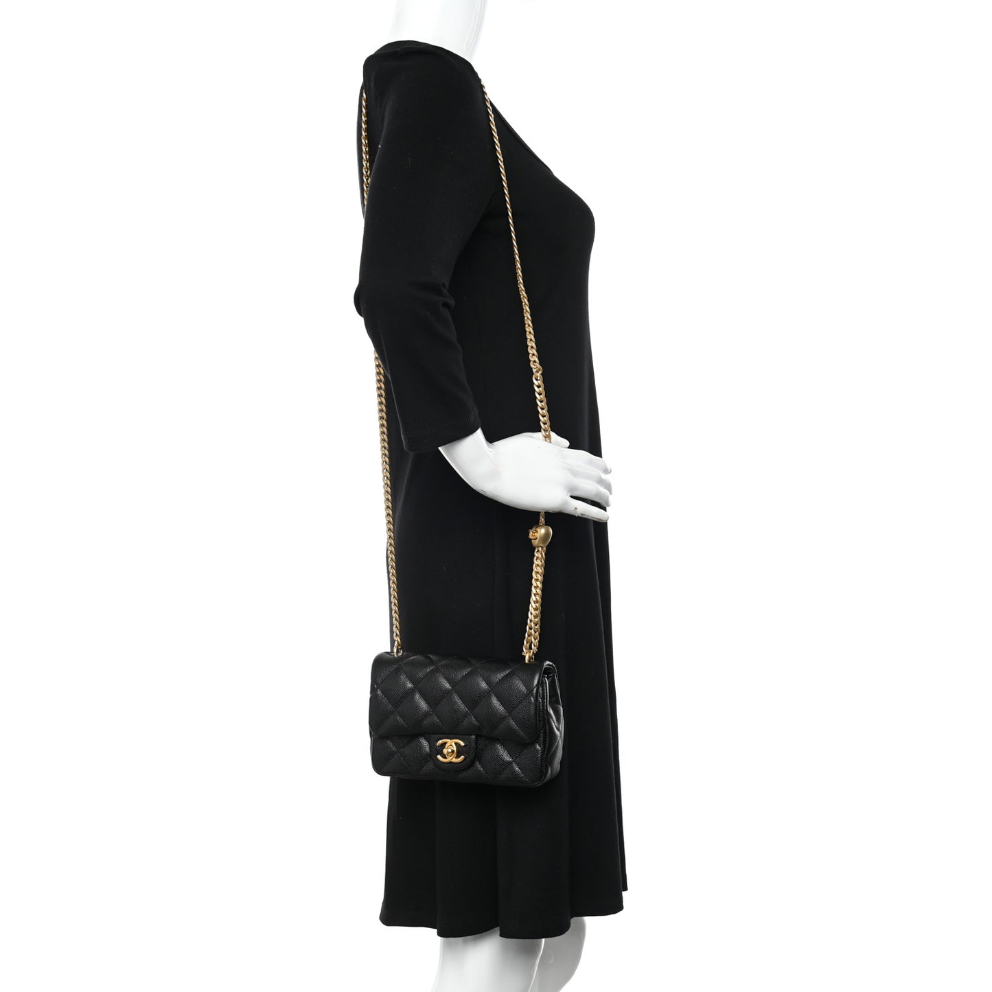 Caviar Quilted Mini Sweetheart Rectangular Flap Black