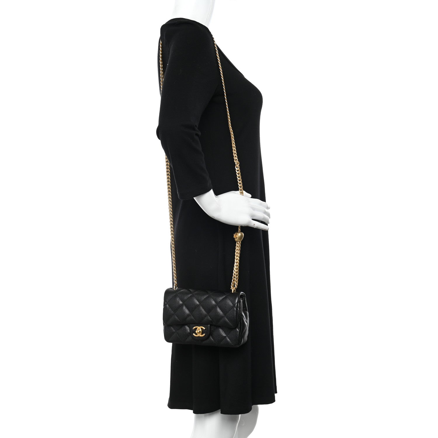 Chanel Caviar Quilted Mini Sweetheart Rectangular Flap Black 2 of 11