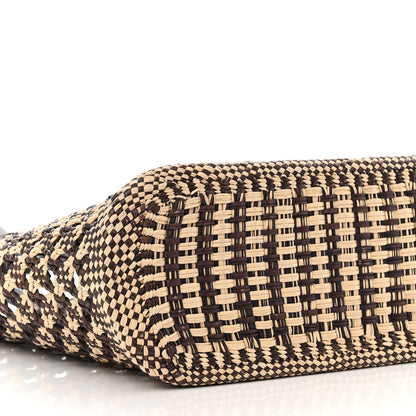 Loewe Calfskin Raffia Paula's Ibiza Small Basket Tote Natural Navy Blue 9 of 10